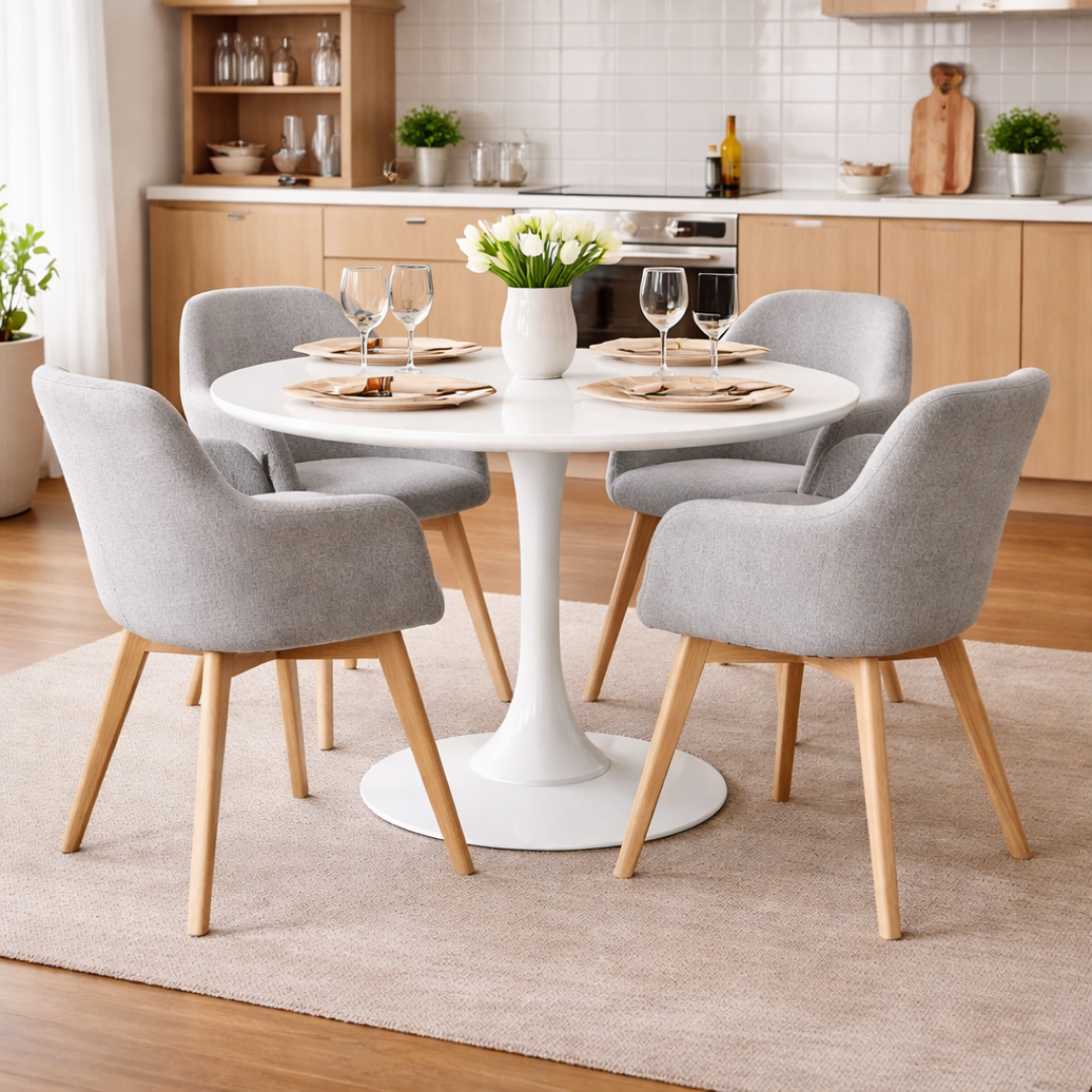Masa dining REVENTON, alb mat