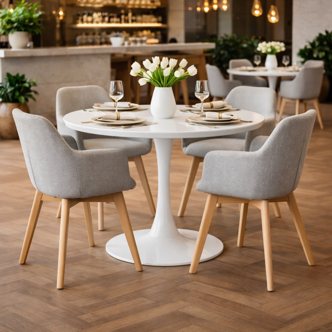 Masa dining REVENTON, alb mat