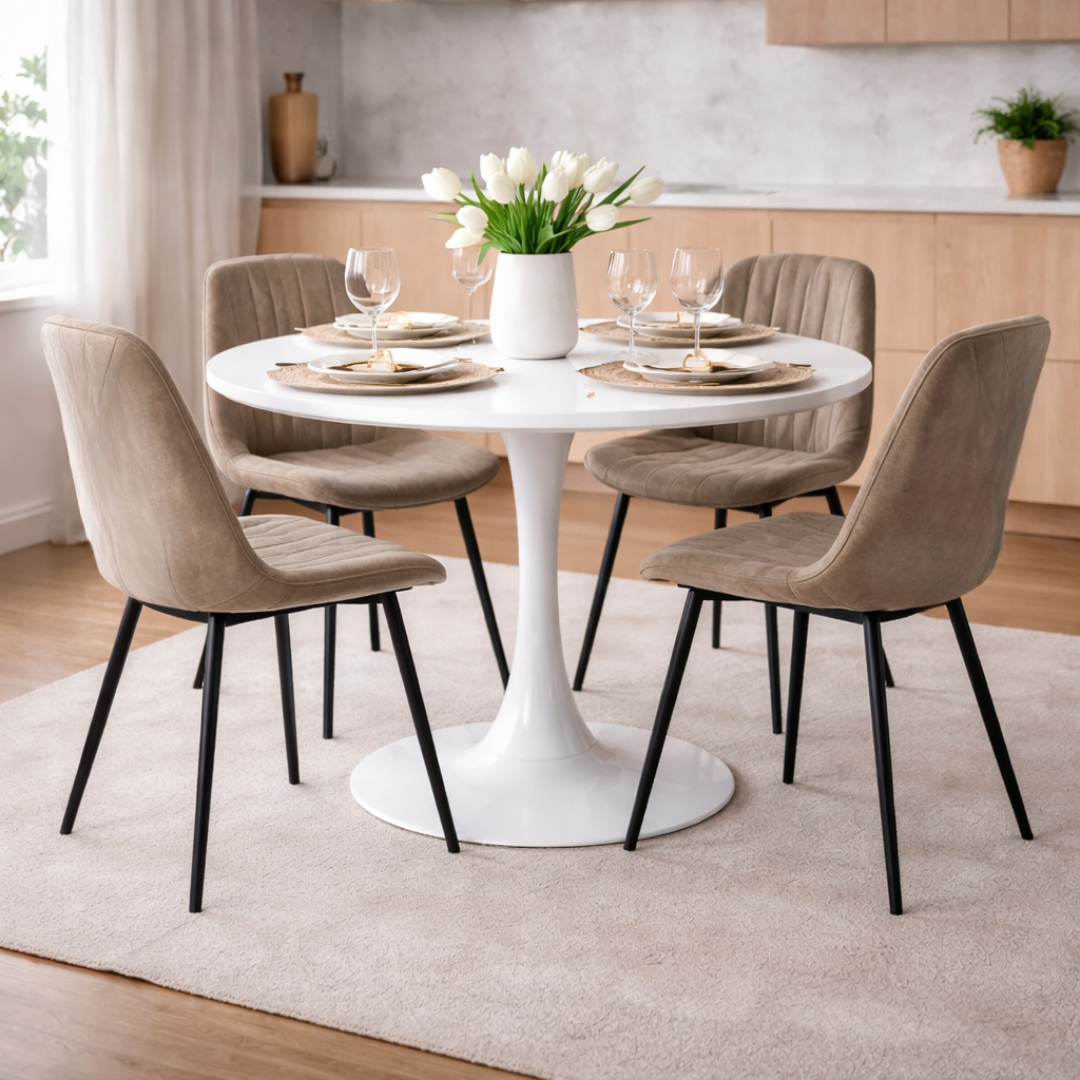 Masa dining REVENTON, alb mat