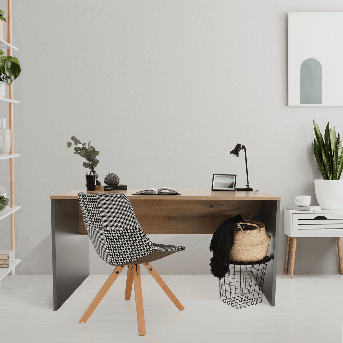 Birou PC RIOMA, grafit / stejar artisan