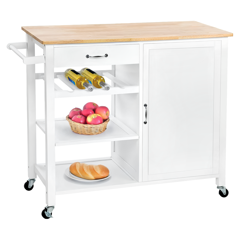 Carucior de servire ROBINS, alb/natural