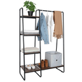 Organizator dulap/raft cu etajere ROBYN, negru/nuc
