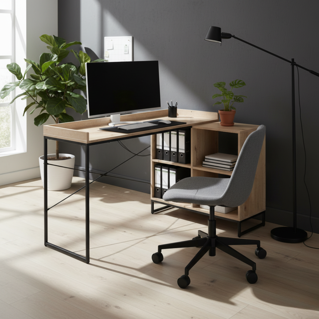 Birou PC ULOSTOL, stejar / negru