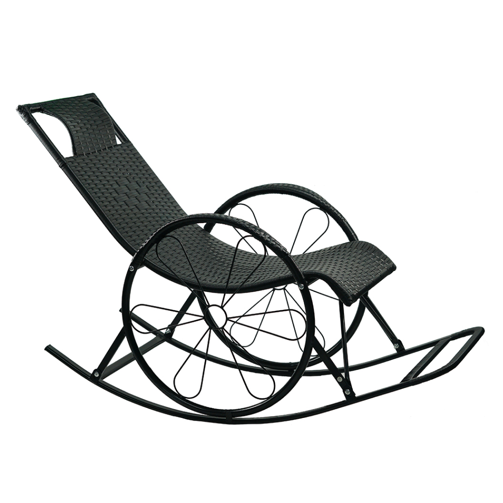 Scaun balansoar ROKIN, ratan/metal, negru