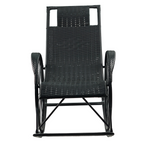 Scaun balansoar, ratan/metal, negru, ROKIN