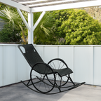Scaun balansoar, ratan/metal, negru, ROKIN
