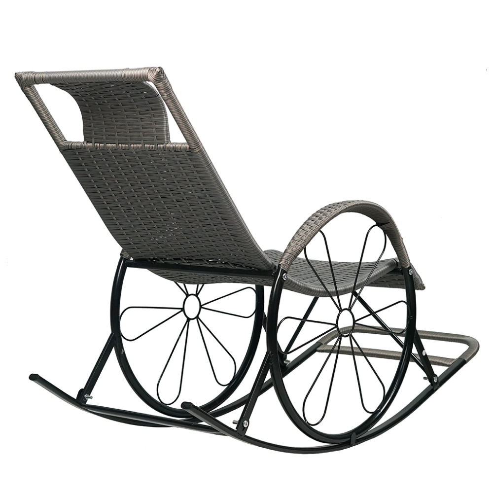 Scaun de balansare, ratan/metal, gri, ROKIN