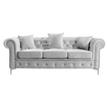 Canapea de lux 3 locuri ROMANO, stofa gri deschis Velvet