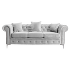 Canapea de lux 3 locuri ROMANO, stofa gri deschis Velvet