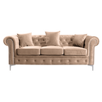 Canapea de lux 3 locuri ROMANO, maro deschis, stofa maro deschis Velvet