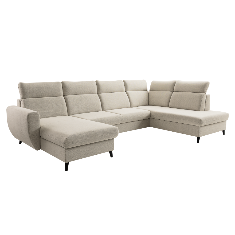 Set canapea extensibila ROTTO ROH U, bej, pe stanga