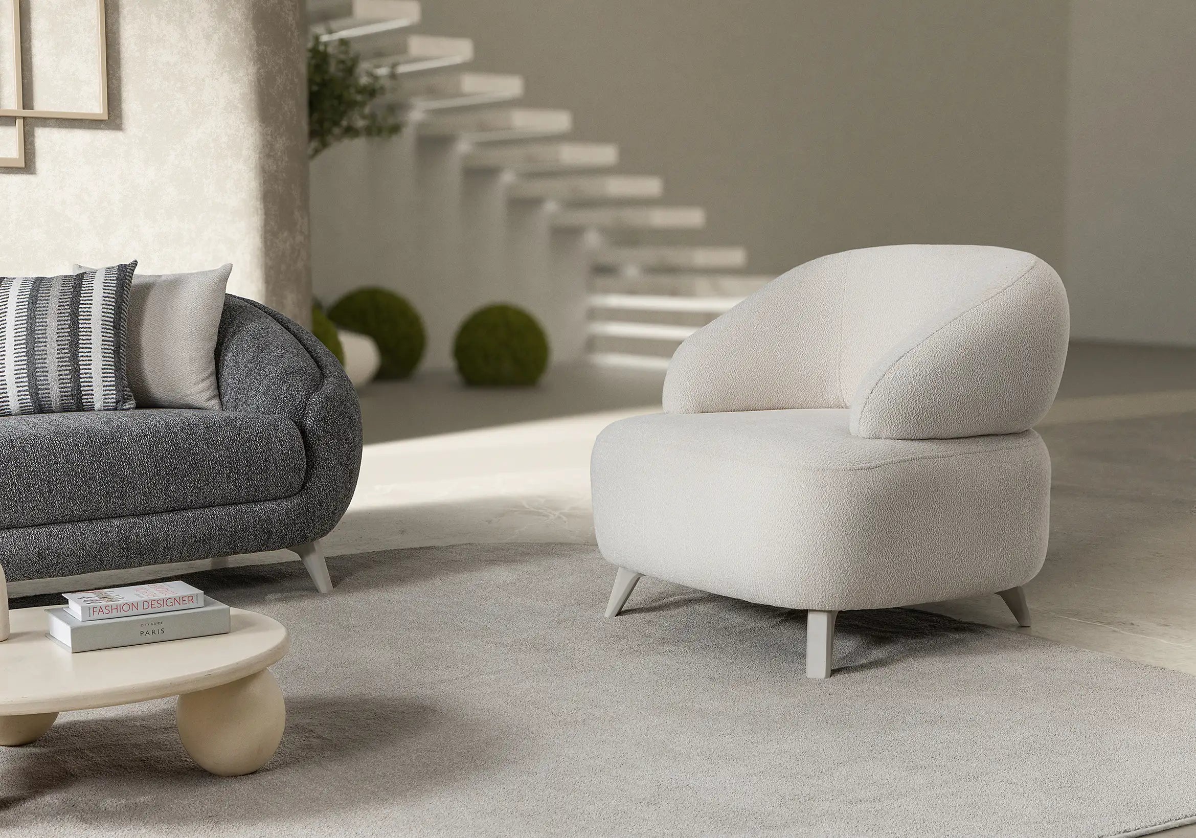 Fotoliu modern Boucle Jesse – Maxinova (imaginea 1)