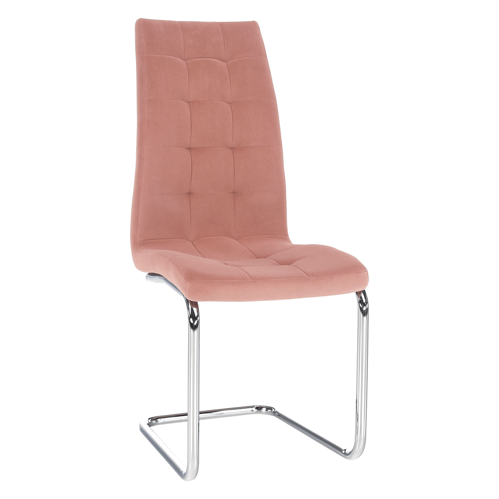 Scaun de masa SALOMA NEW, tesatura de catifea roz/crom