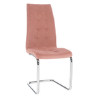 Scaun de masa SALOMA NEW, tesatura de catifea roz/crom