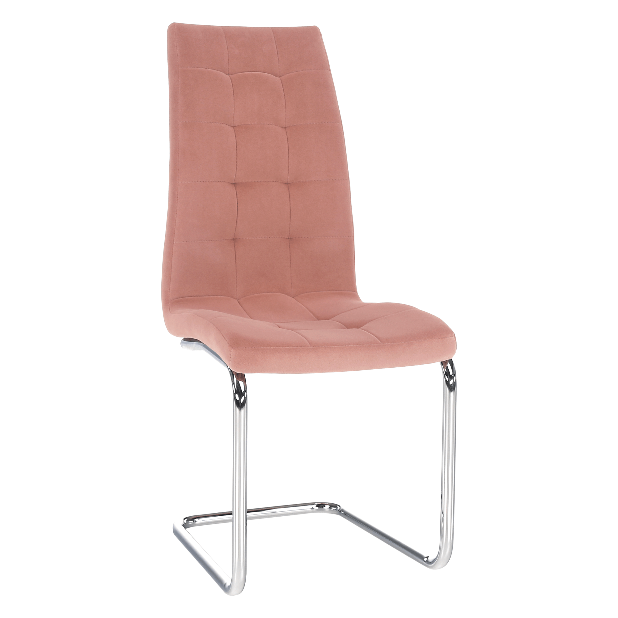 Scaun de masa SALOMA NEW, tesatura de catifea roz/crom