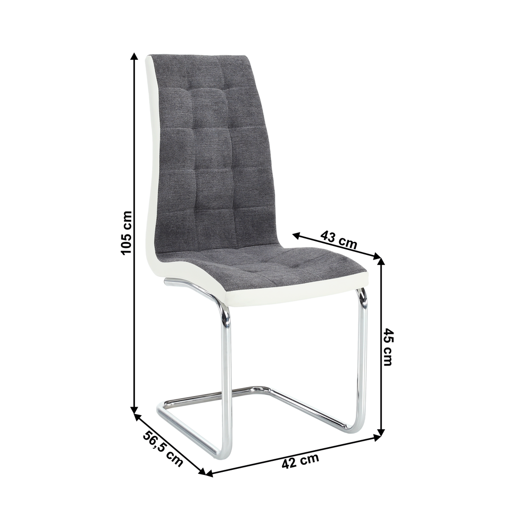 Scaun SALOMA, gri inchis / alb