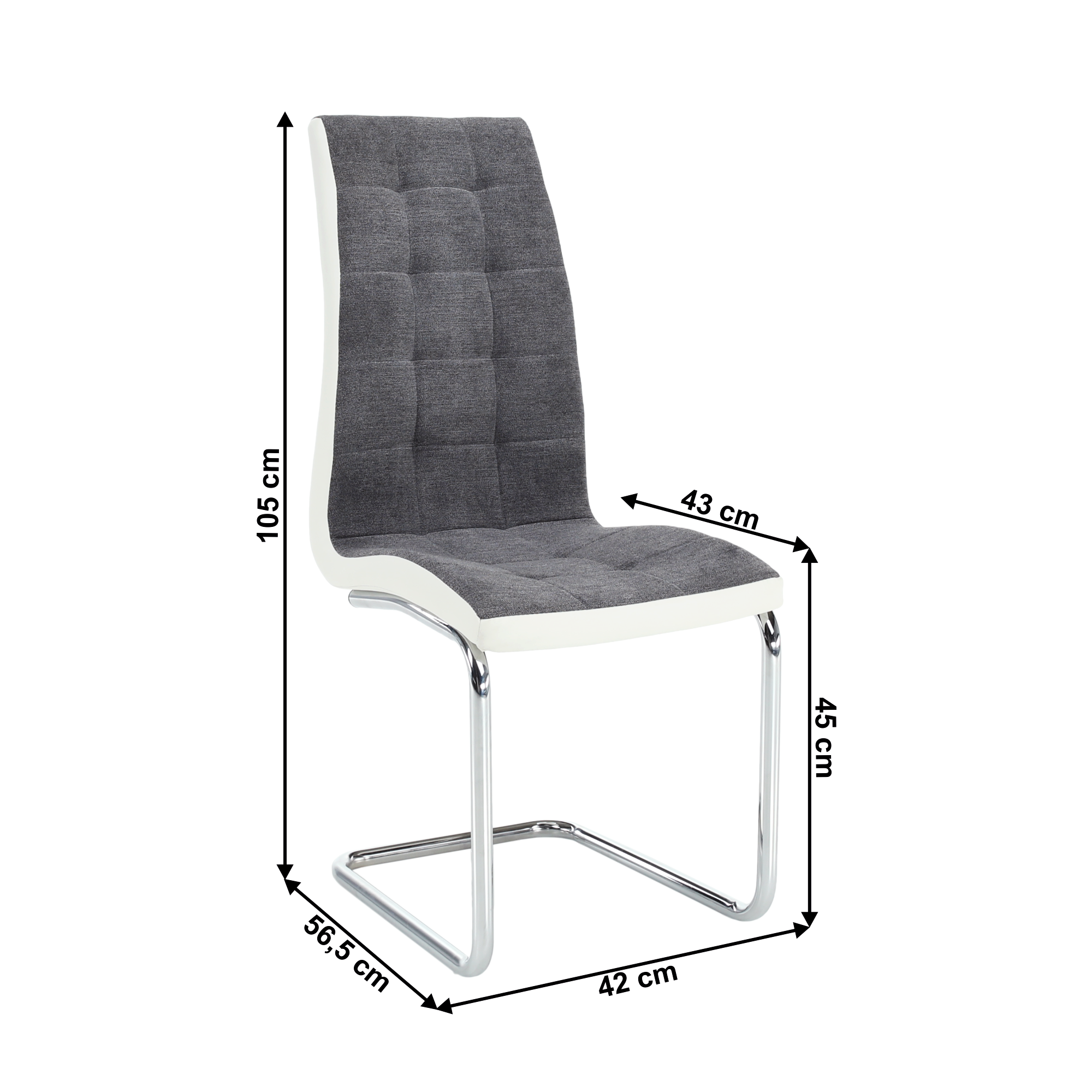 Scaun SALOMA, gri inchis / alb