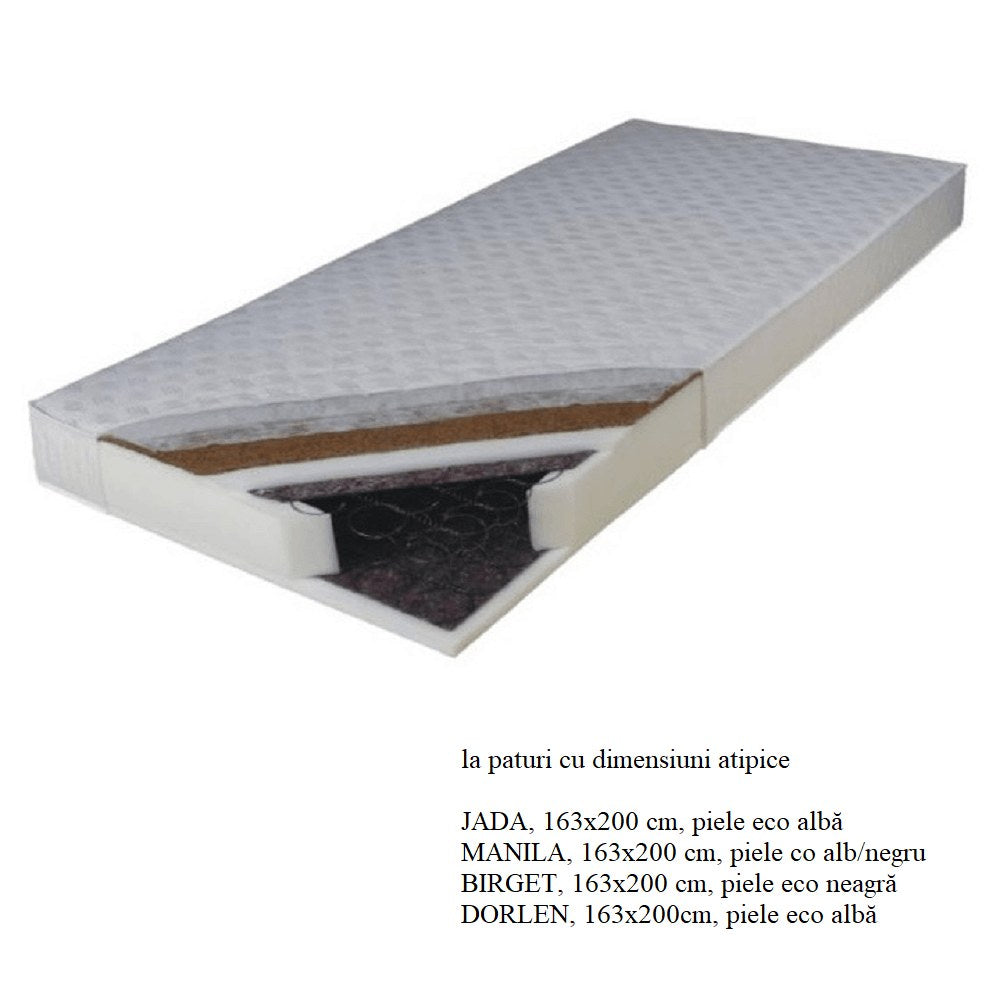 Saltea cu arcuri Kokos Medium – schiță cu dimensiuni