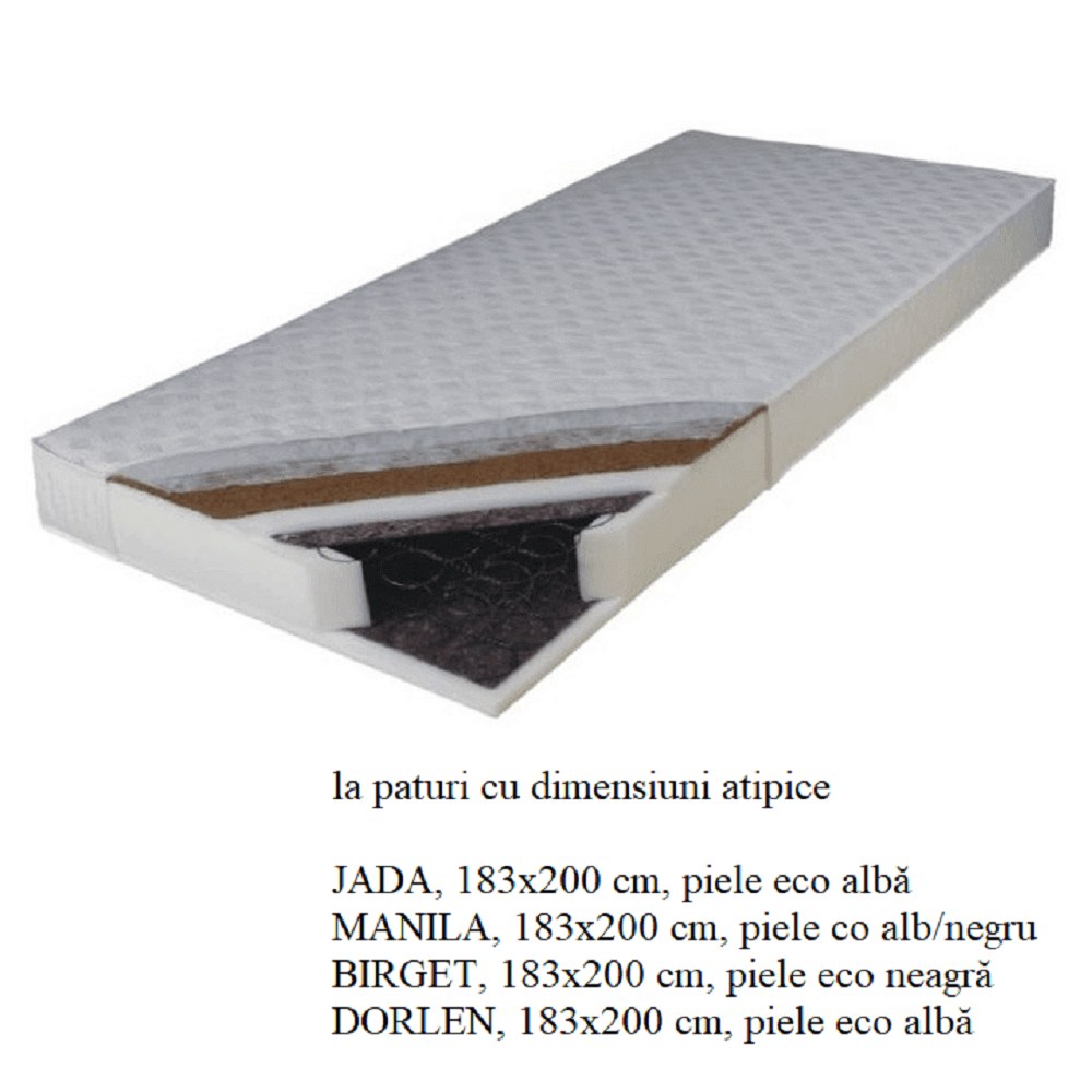 Saltea cu arcuri Kokos Medium – schiță cu dimensiuni