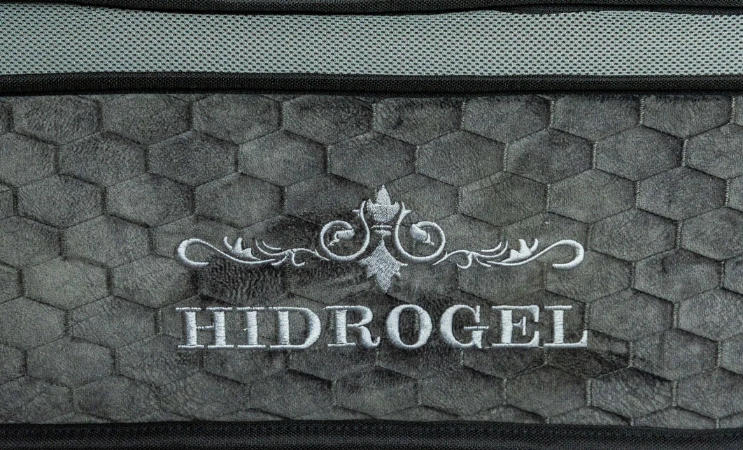 Saltea cu arcuri pocket, alb / gri, Hidrogel Pocket