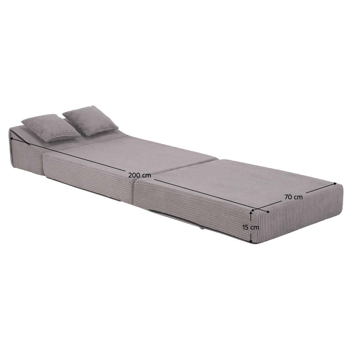 Saltea pliabilă Pelos – schiță cu dimensiuni