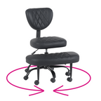 Scaun de ingenuncheat ergonomic SAMER, piele ecologica negru/negru