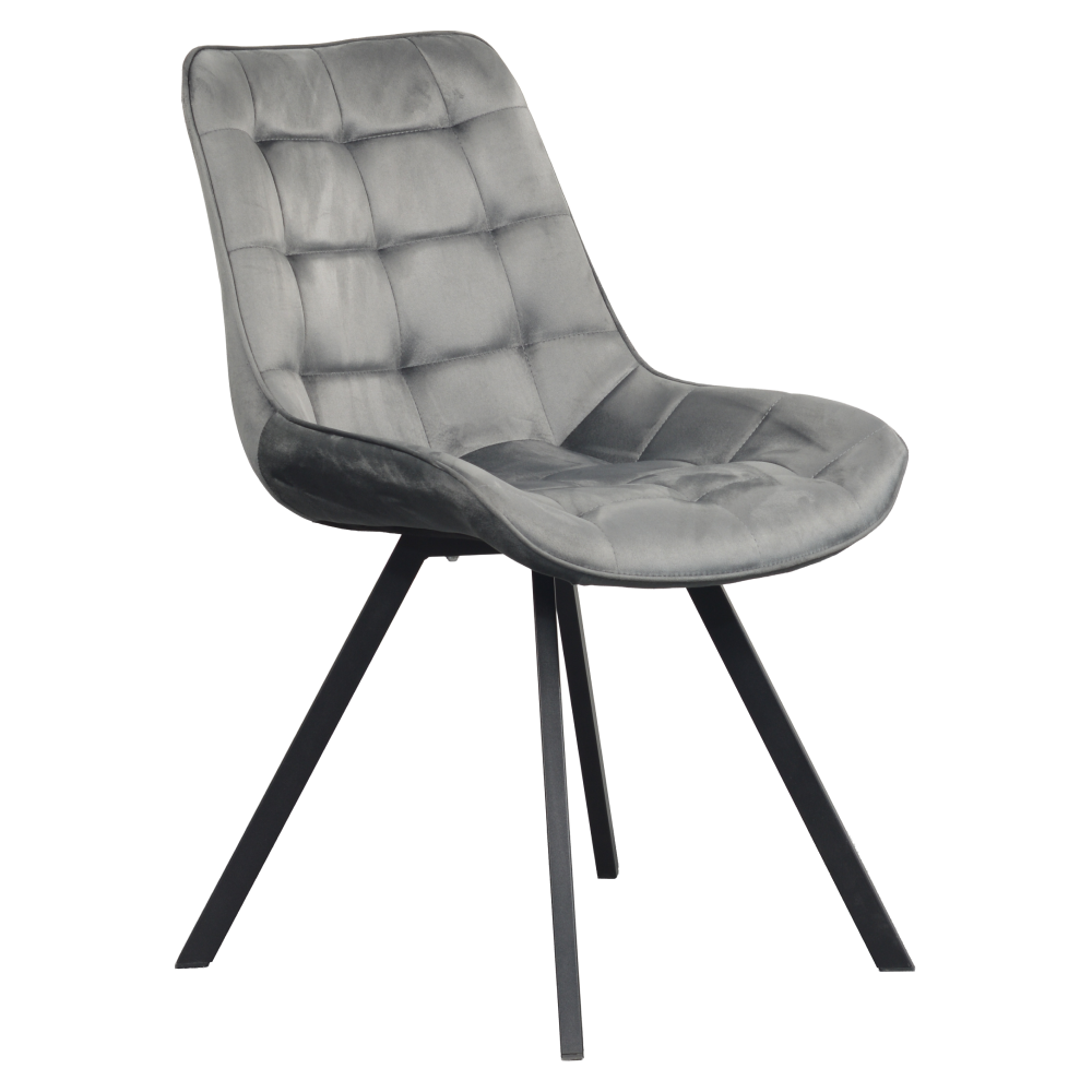 Scaun de sufragerie SAMIRA, tesatura Velvet gri inchis/negru