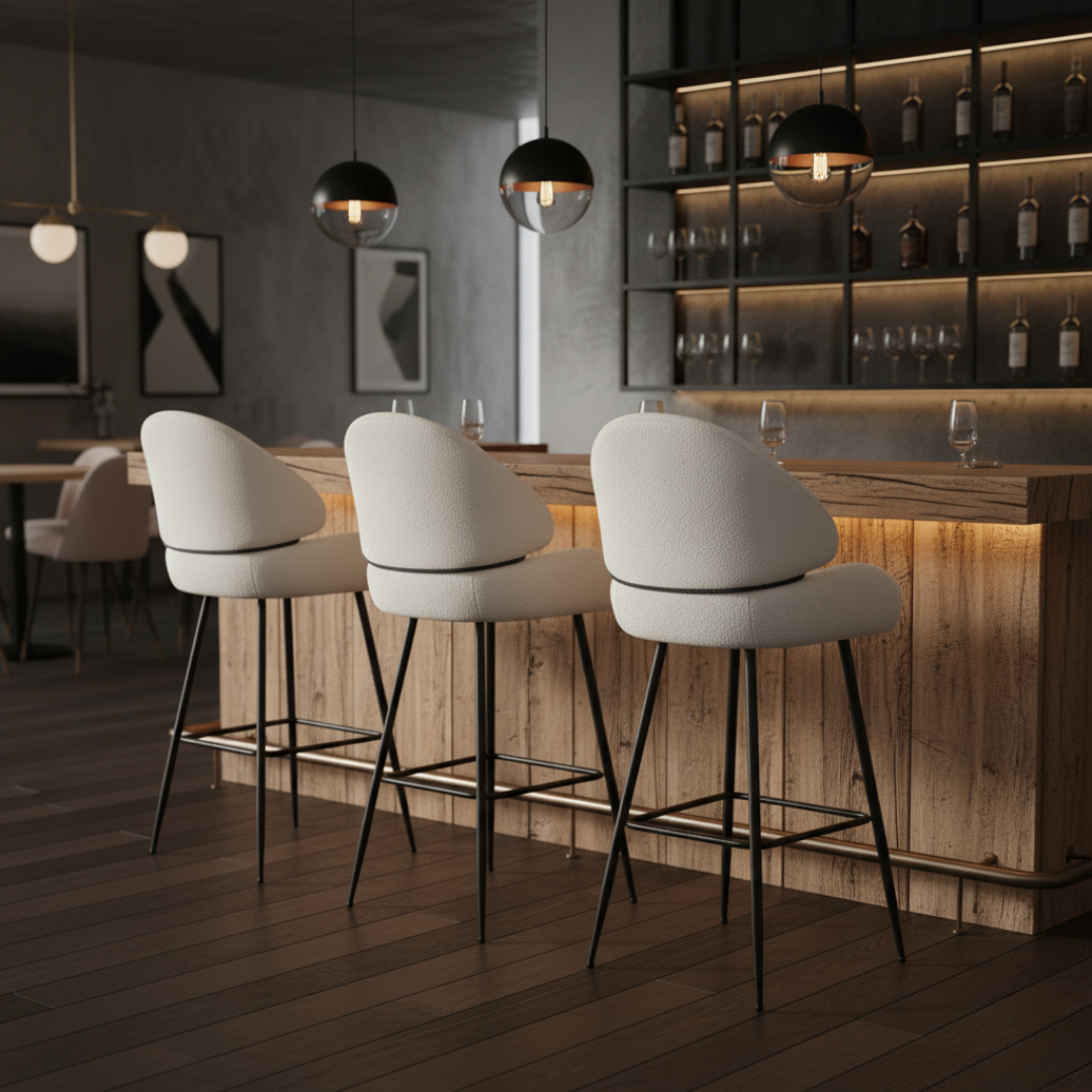 Scaun de bar SANAKO, alb / negru