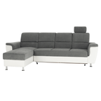 Coltar mic SANTIAGO, piele ecologica alb/material textil gri, model stanga