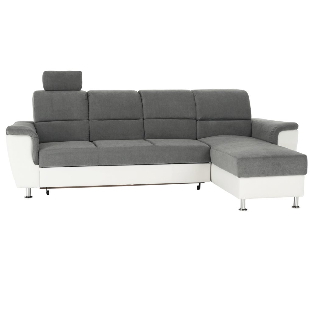 Coltar mic SANTIAGO COLTAR MIC, piele ecologica alb/material textil gri, model dreapta