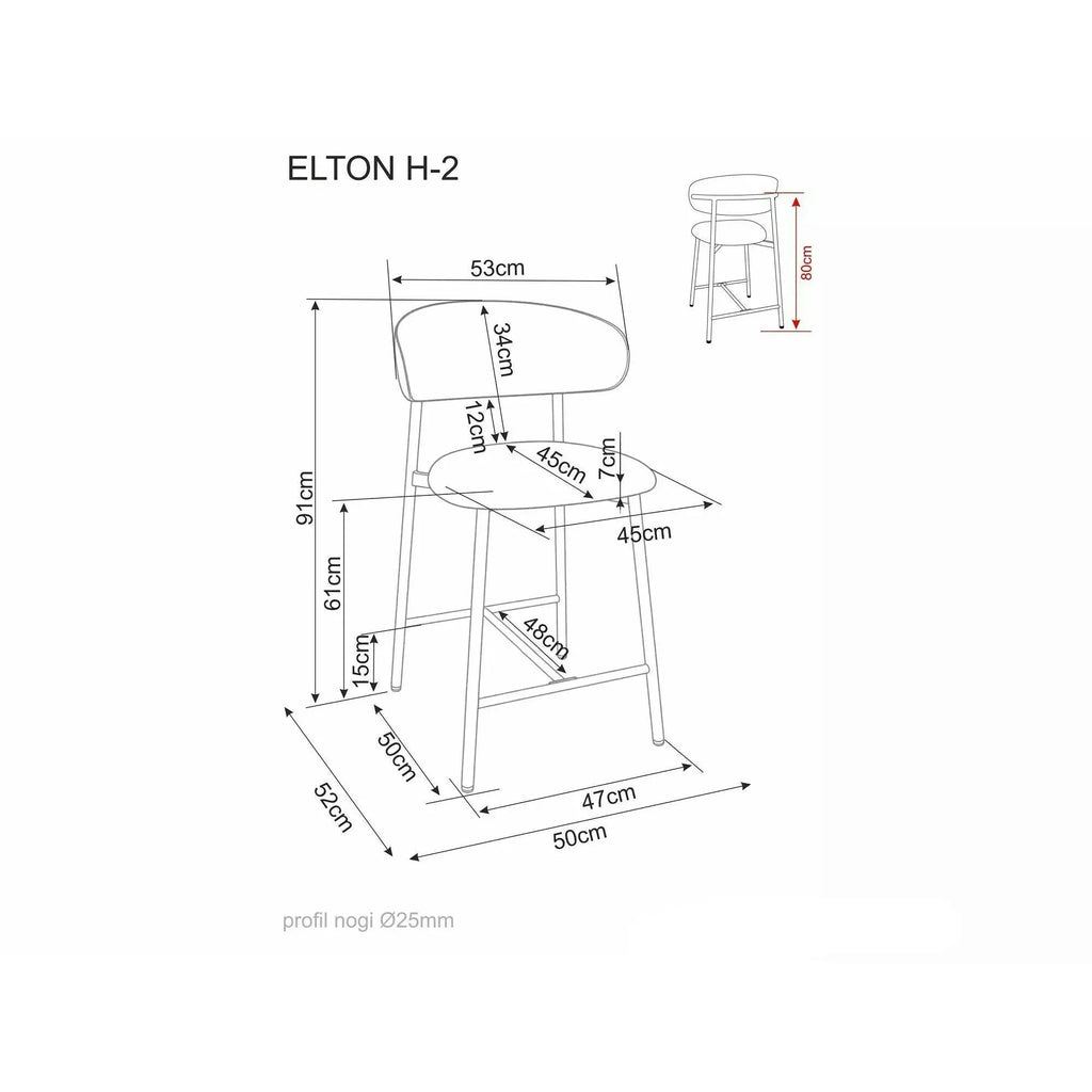 Scaun de bar tapitat ELTON H-2, vedere 9
