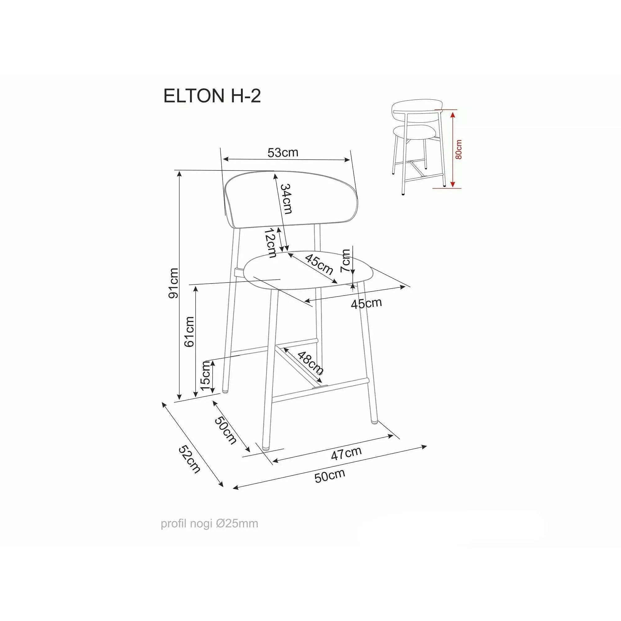 Scaun de bar tapitat ELTON H-2, vedere 9