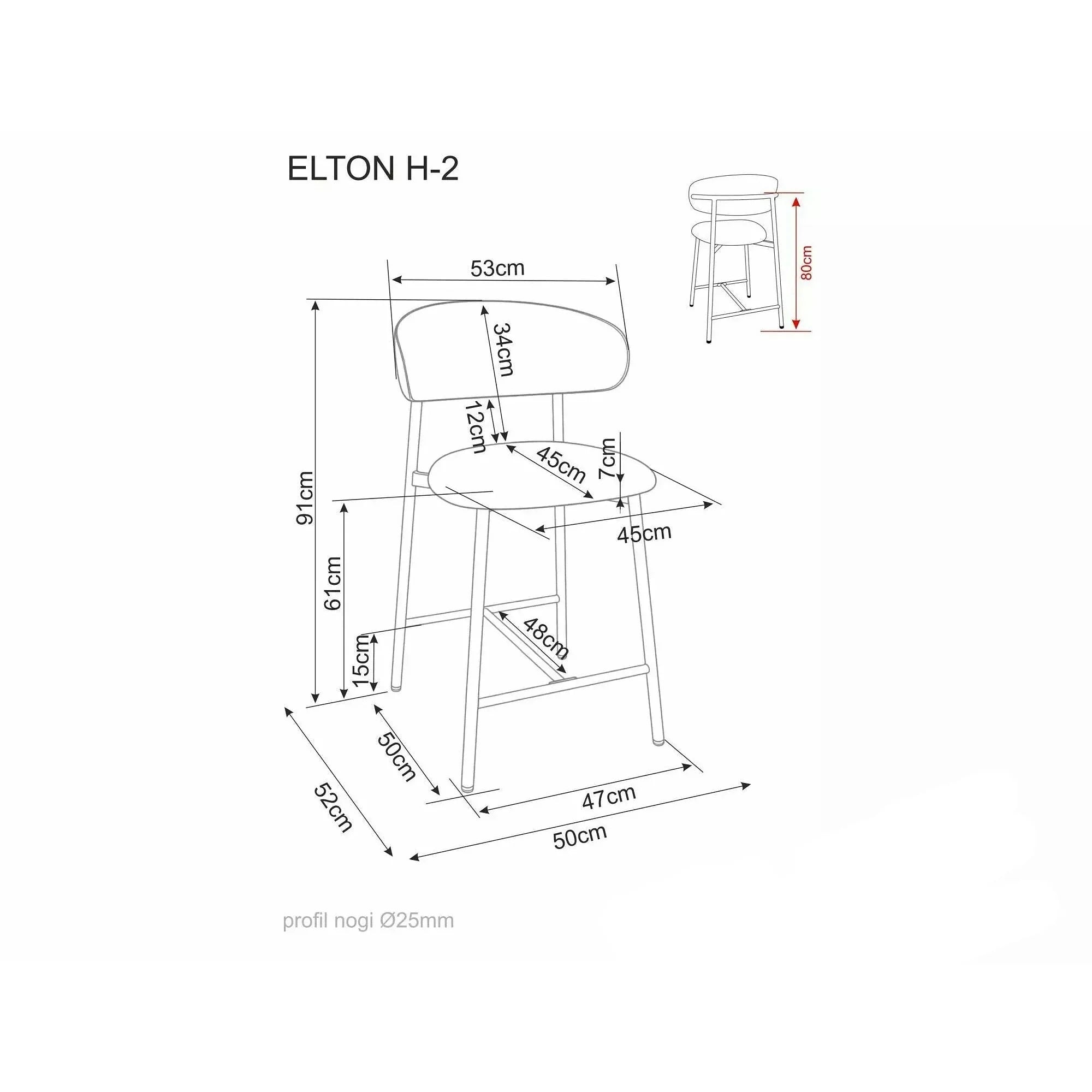 Scaun de bar tapitat ELTON H-2, vedere 17