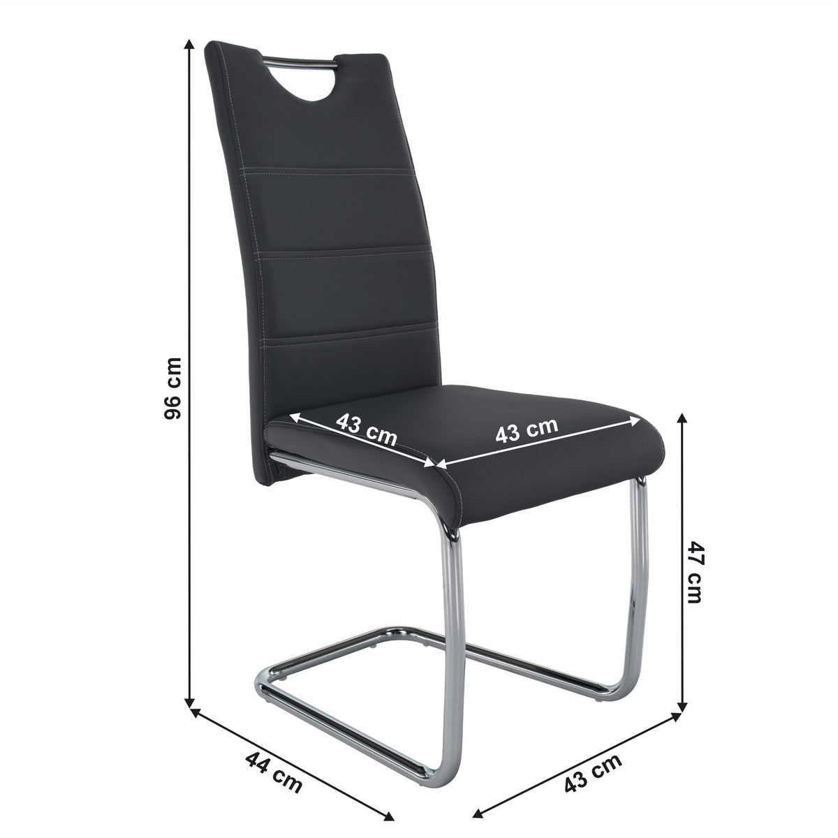Scaun bucătărie Abira – schiță cu dimensiuni
