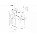 Scaun bucătărie Akita D – schiță cu dimensiuni