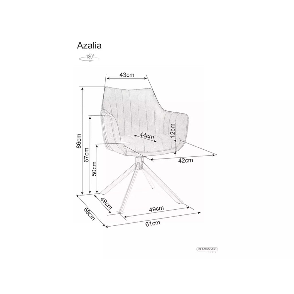 Scaun bucătărie Azalia – schiță cu dimensiuni