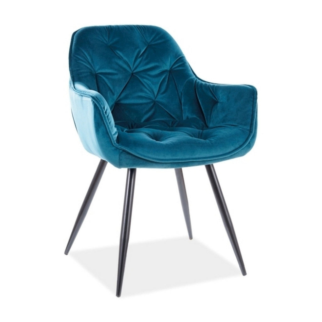 Scaun bucătărie Cherry, maro și albastru, vedere din față