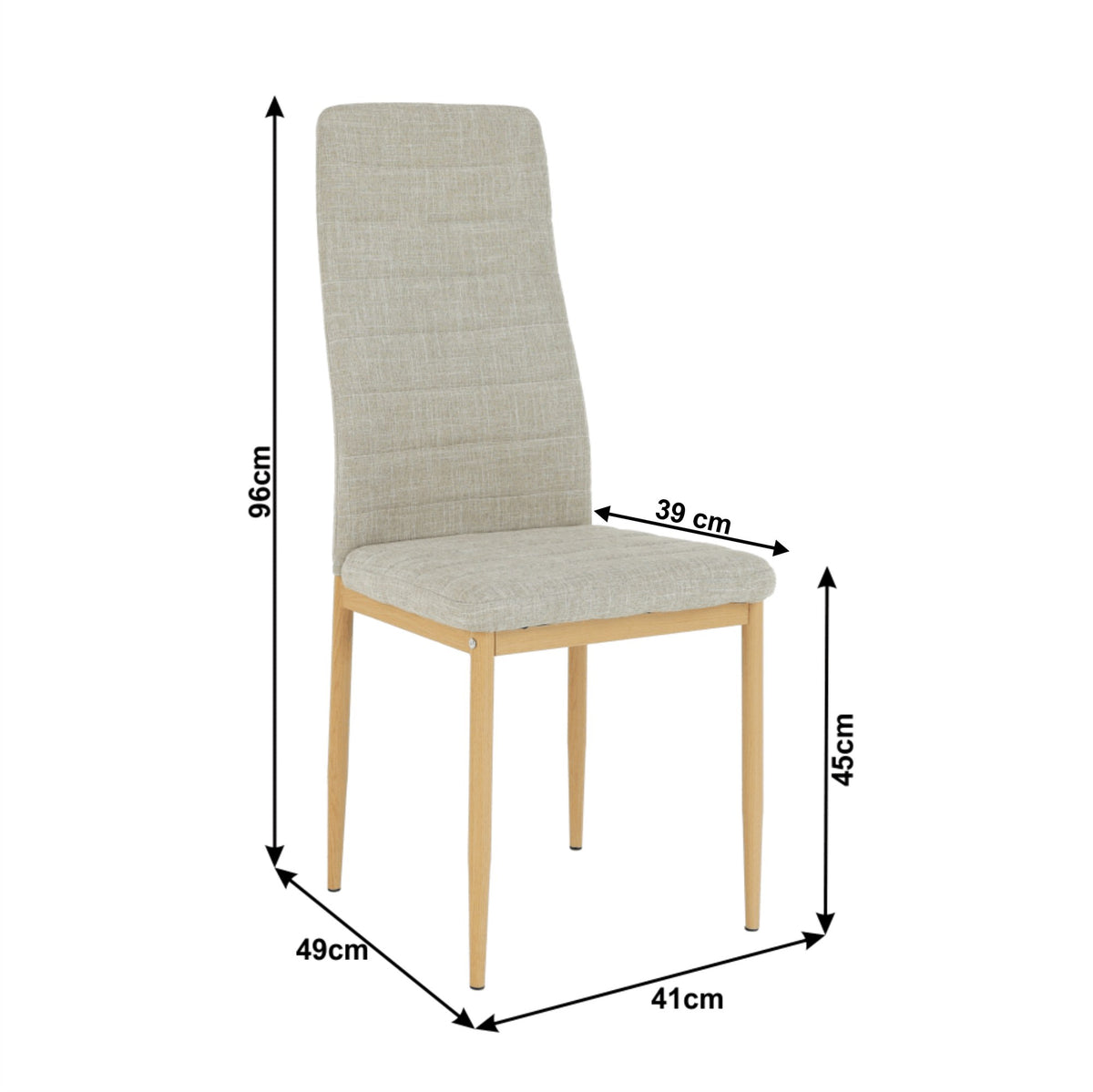 Scaun bucătărie Coleta – schiță cu dimensiuni