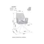 Scaun bucătărie Hugo – schiță cu dimensiuni