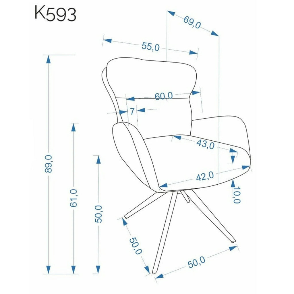 Scaun bucătărie K593 – schiță cu dimensiuni, imaginea 2