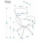 Scaun bucătărie K593 – schiță cu dimensiuni, imaginea 2