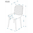 Scaun bucătărie K608 – schiță cu dimensiuni