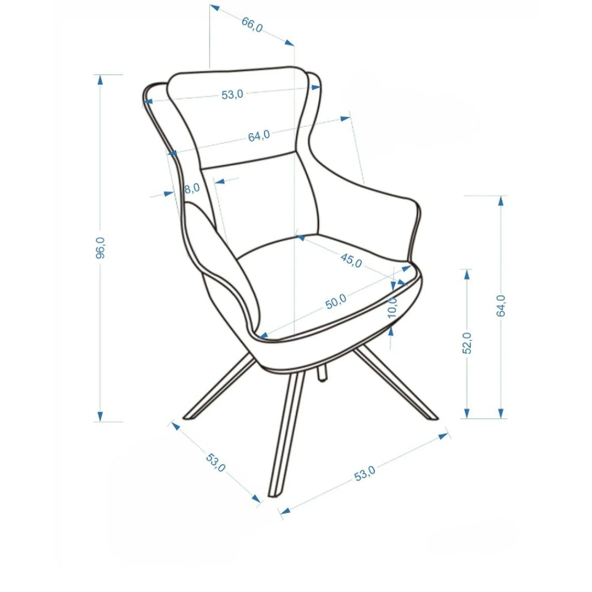 Scaun bucătărie K611 – schiță cu dimensiuni, imaginea 2