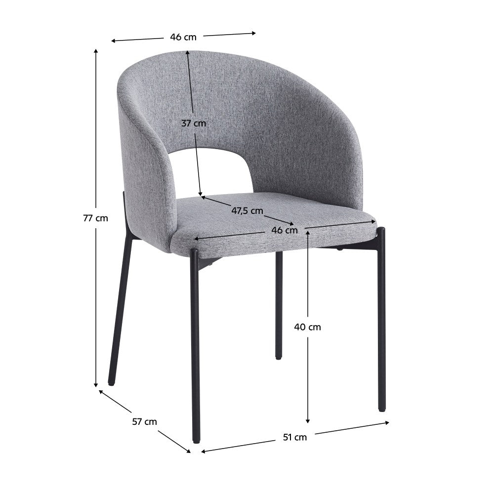 Scaun bucătărie Lonka – schiță cu dimensiuni