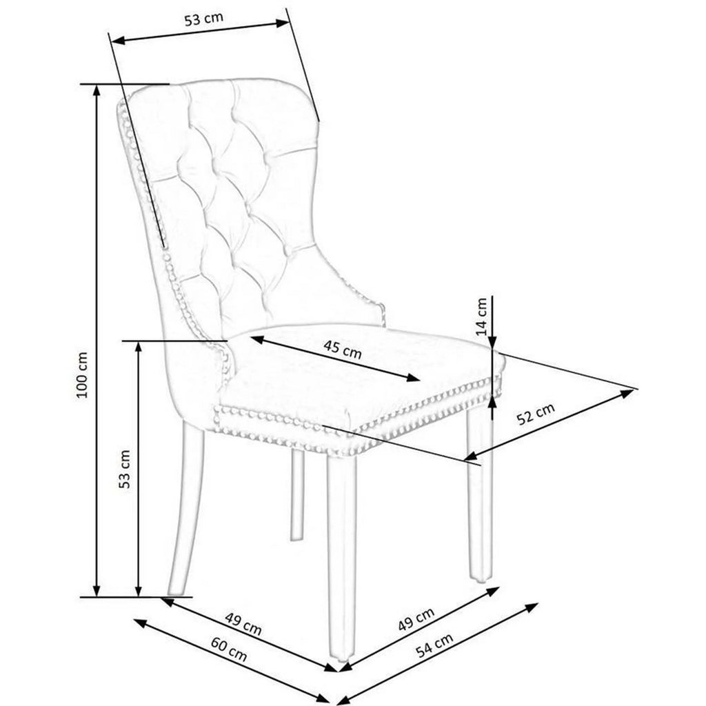 Scaun bucătărie Miya – schiță cu dimensiuni