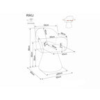 Scaun bucătărie Riku – schiță cu dimensiuni