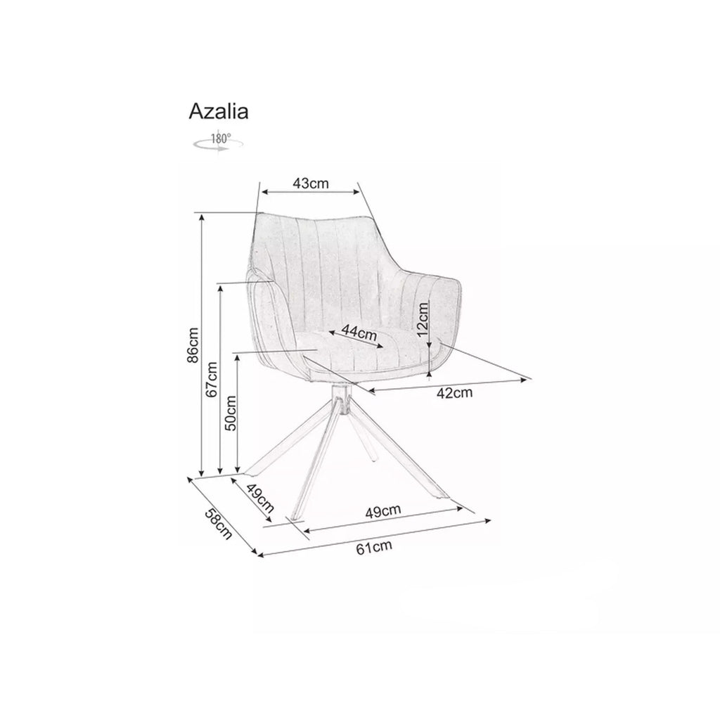 Scaun bucătărie Azalia – schiță cu dimensiuni