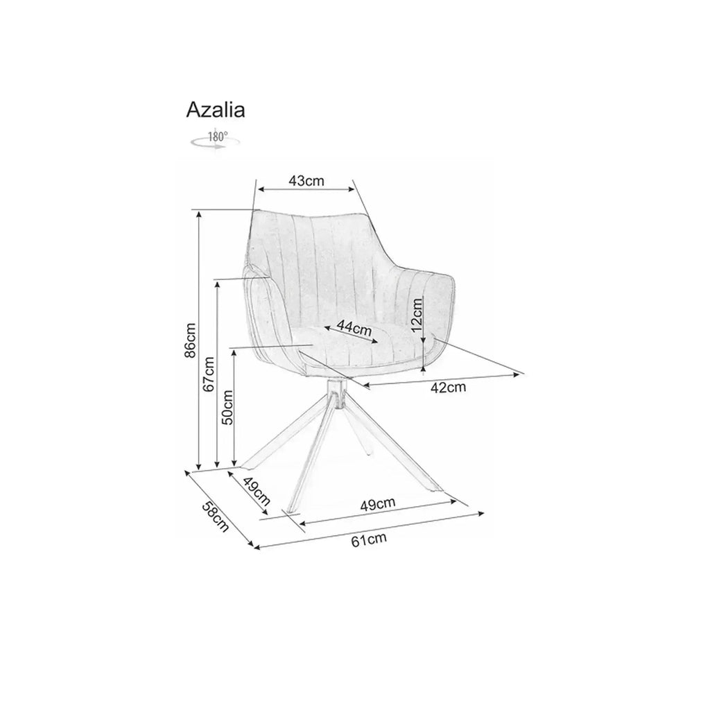 Scaun bucătărie Azalia – schiță cu dimensiuni