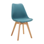 Scaun bucătărie Bali 3, albastru și bej, vedere din față