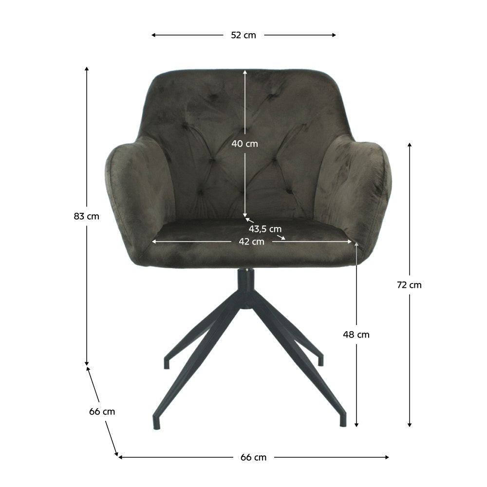 Scaun bucătărie Veleza – schiță cu dimensiuni